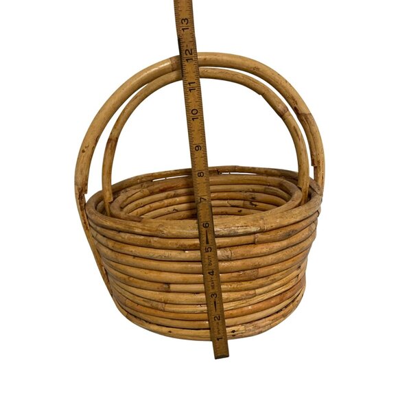 Vintage Woven Rattan Nesting Basket Set With Handles - Picture 9 of 10